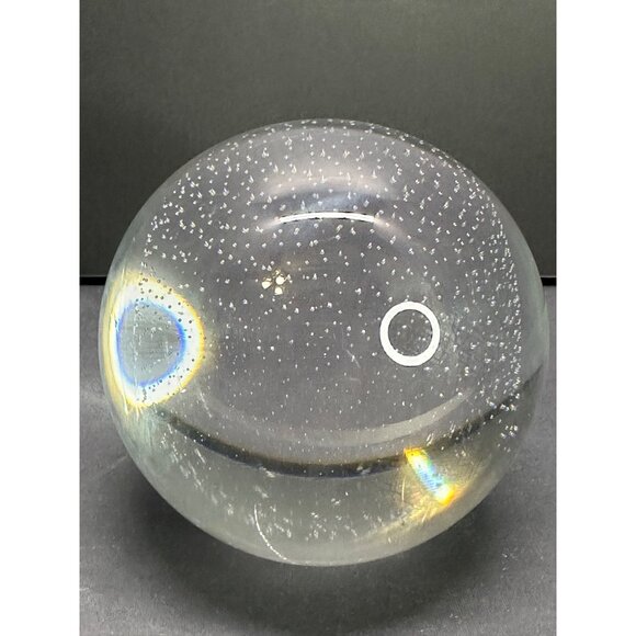 Vtg Great City Trader Controlled Bubble Geometric Glass Blown Paperweight 4" DIA - Picture 6 of 10